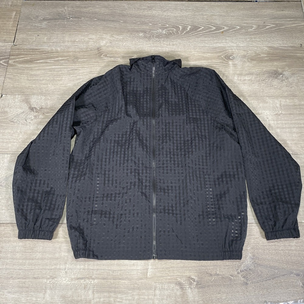 Fabletics Windbreaker Jacket Mens Small Black‎ Grid Mesh Full Zip Activewear